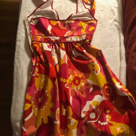 A.N.A. "Pucci Style" Halter Sundress; Orange and Red; NWOT; Size 8; SUMMER! - Picture 5 of 7